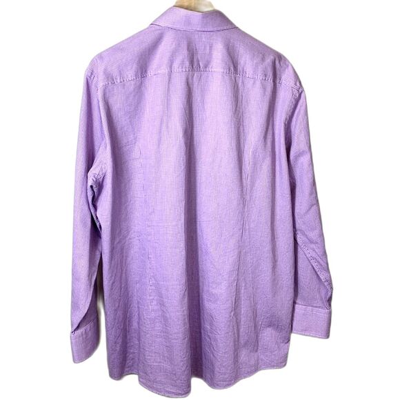 Boss Hugo Boss Lavender White Mini Gingham Check LS Sharp Fit Dress Shirt 17.5/R - Picture 4 of 12